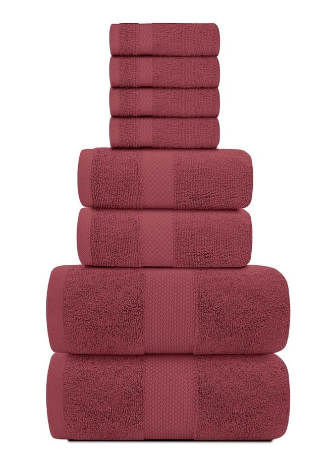 Kingston Premium Quality High Absorbent Bath Towel Set 2 Bath Towels 2 Hand Towels And 4 Wash Cloths Combo Pack of 8 Red - Image 2