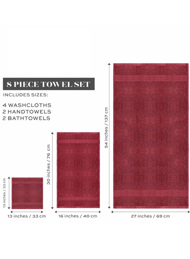 Kingston Premium Quality High Absorbent Bath Towel Set 2 Bath Towels 2 Hand Towels And 4 Wash Cloths Combo Pack of 8 Red - Image 3