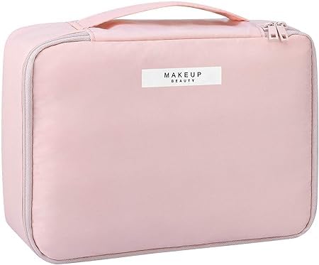 Keetly Makeup Bag Cosmetic Bag for Women Cosmetic  Travel Makeup Bag  Large Travel Toiletry Bag  for Reusable Toiletry Bag Adjustable and Comfortable Pink - Image 1