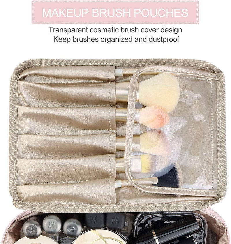Keetly Makeup Bag Cosmetic Bag for Women Cosmetic  Travel Makeup Bag  Large Travel Toiletry Bag  for Reusable Toiletry Bag Adjustable and Comfortable Pink - Image 4