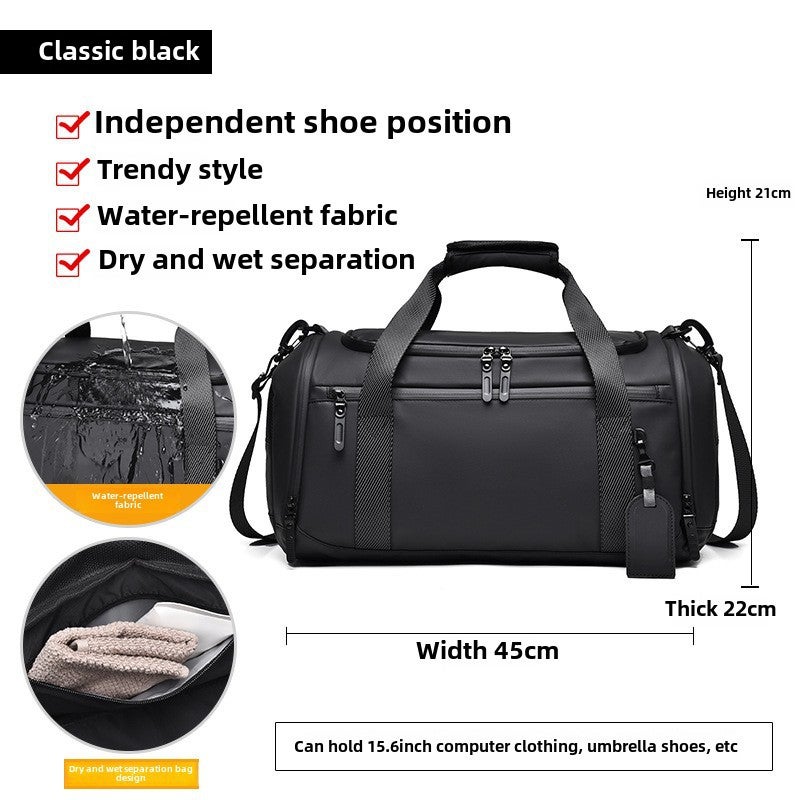 Unisex Travel Bag Large Capacity with Shoe Compartment 8635 Classic Black