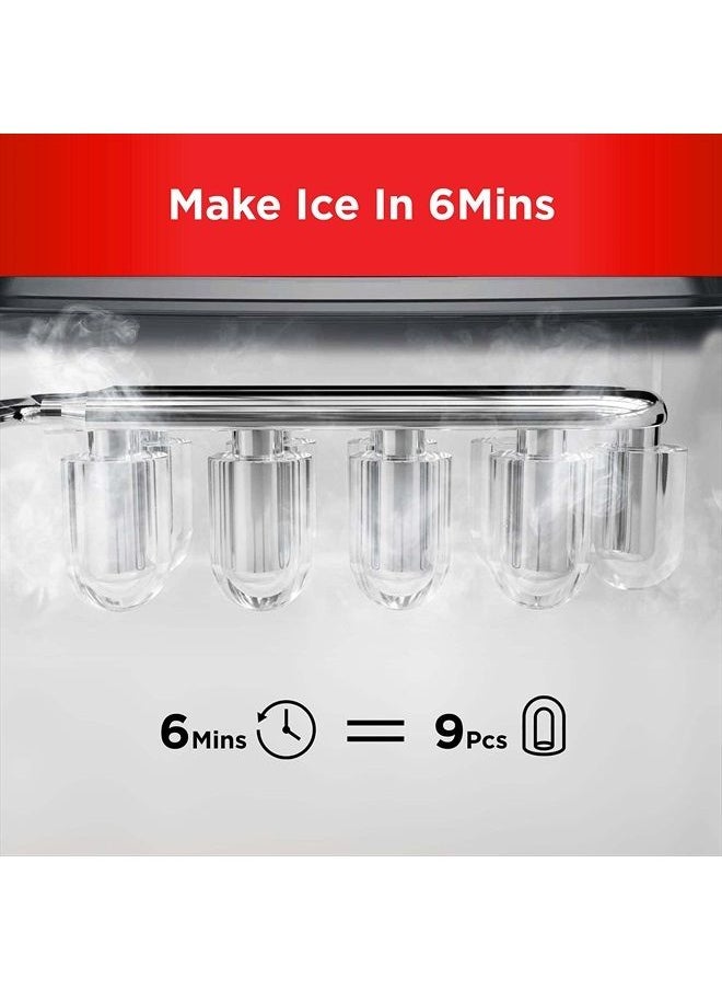 Silonn Ice Makers Countertop, 9 Cubes Ready in 6 Mins, 26lbs in 24Hrs, Self-Cleaning Ice Machine with Ice Scoop and Basket, 2 Sizes of Bullet Ice for Home Kitchen Office Bar Party  - Image 3