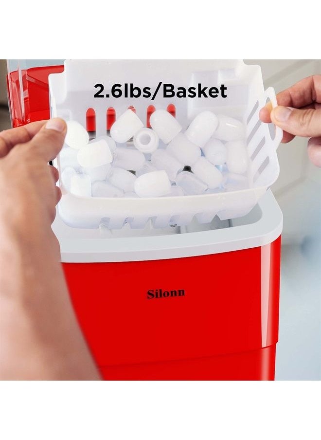 Silonn Ice Makers Countertop, 9 Cubes Ready in 6 Mins, 26lbs in 24Hrs, Self-Cleaning Ice Machine with Ice Scoop and Basket, 2 Sizes of Bullet Ice for Home Kitchen Office Bar Party  - Image 5