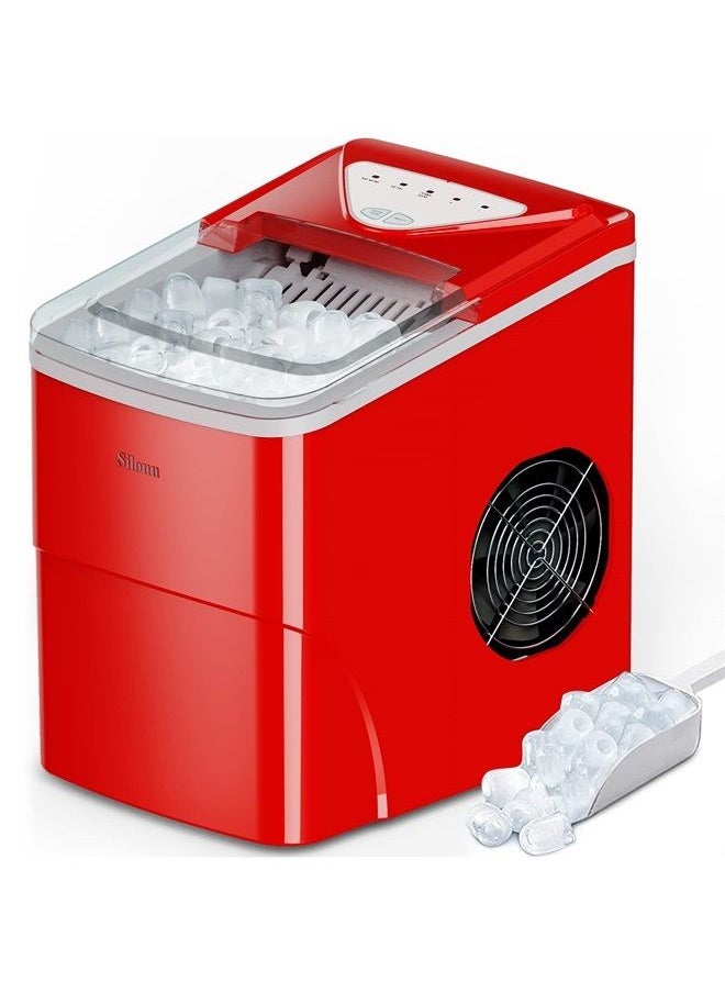 Silonn Ice Makers Countertop, 9 Cubes Ready in 6 Mins, 26lbs in 24Hrs, Self-Cleaning Ice Machine with Ice Scoop and Basket, 2 Sizes of Bullet Ice for Home Kitchen Office Bar Party  - Image 1