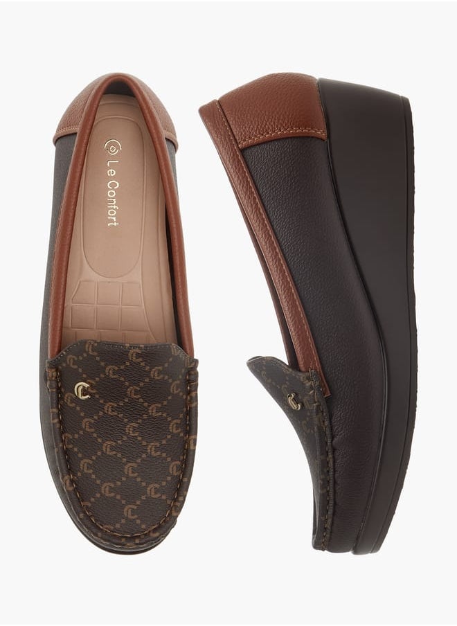 Le Confort Women Textured Slip-On Loafers with Wedge Heels  - Image 1