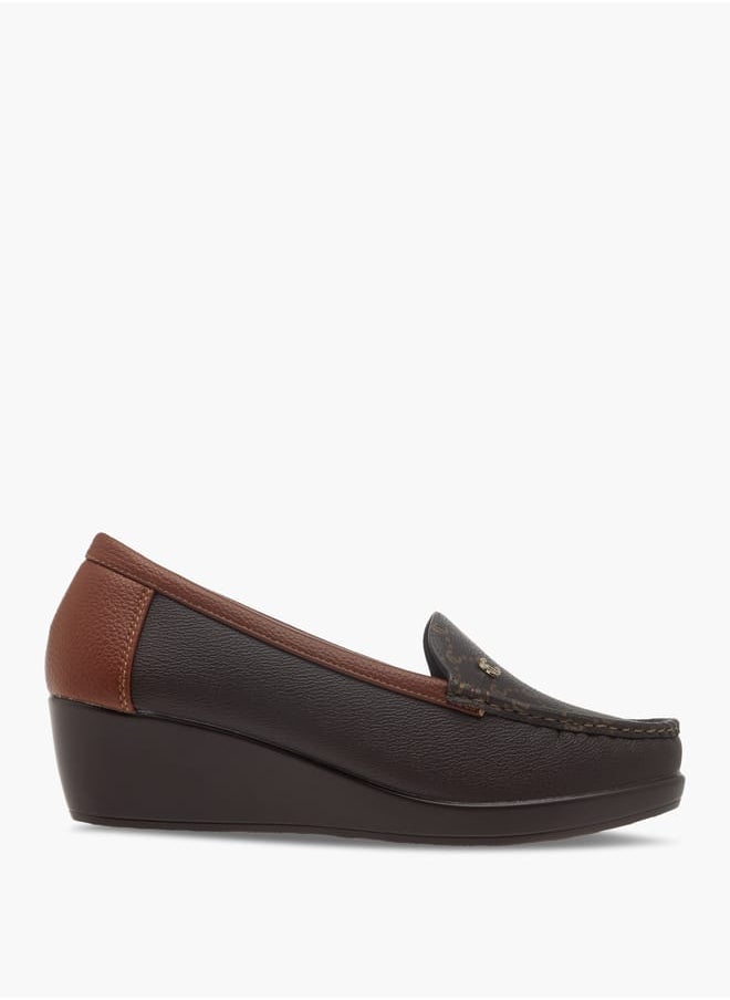 Le Confort Women Textured Slip-On Loafers with Wedge Heels  - Image 3