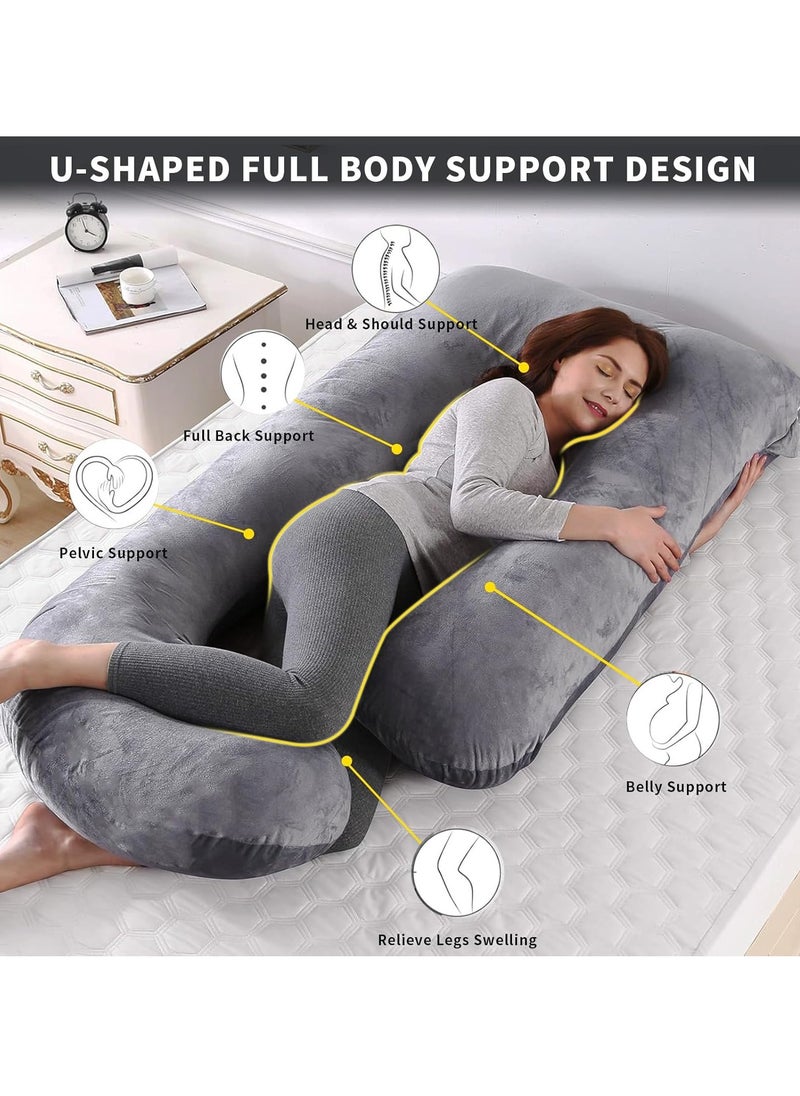 Arabest Pregnancy Pillow for sleeping, Grey G Shaped Full Body Pillow and Maternity Support with Replaceable and Washable Velvet Cover  - Image 2