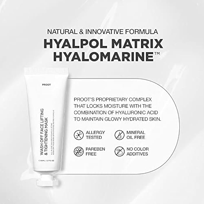 Proot Skin Tightening All-In-One Wash Off Face Lifting Mask with Hyalpol Matrix Age-Defying Formula | Tube-Type, Long-Lasting Mask | Natural, Cruelty-free, Travel Friendly - Image 5