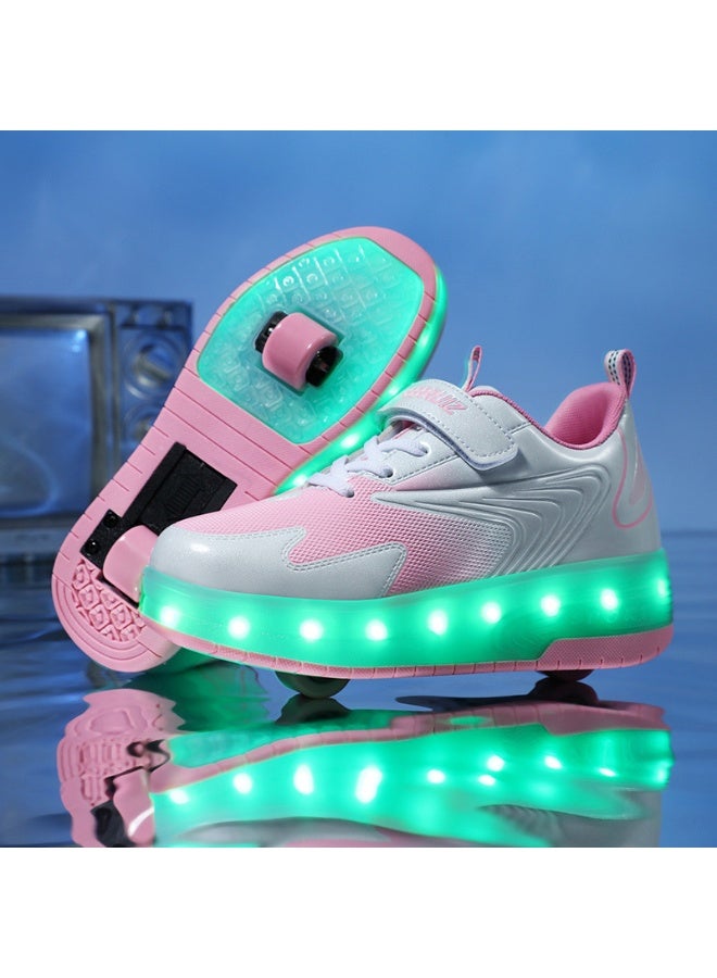 أحذية ركوب الأطفال القابلة للشحن - أحذية تزلج ثنائية العجلات مضيئة LED