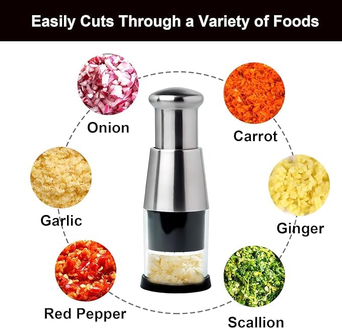 Calyrex Calyrex Pepper Mill Garlic Mini Chopper Onion Chopper Stainless Steel Garlic Press Ginger Onion Chopper Garlic Cutter Herb Chopper Ginger Press for Home Kitchen - Image 5