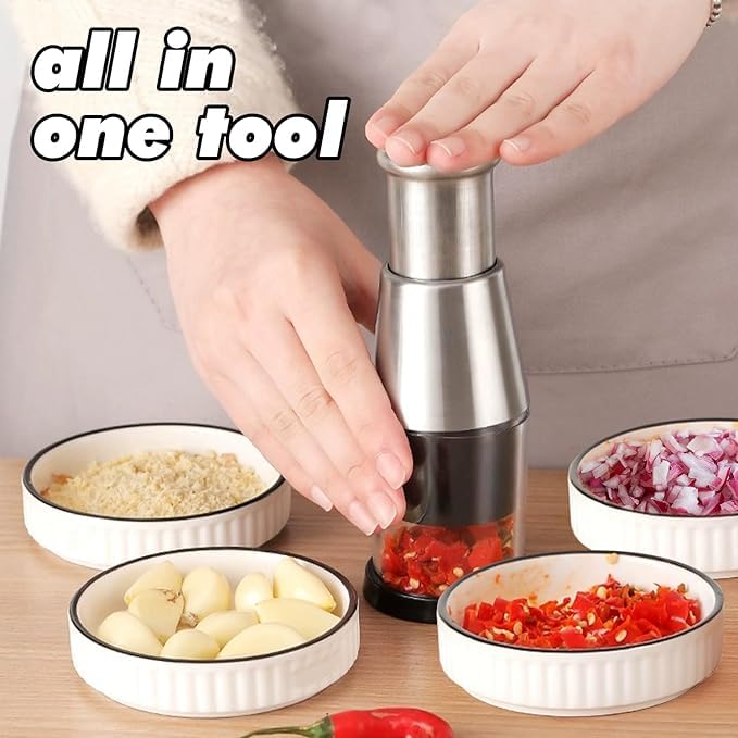 Calyrex Calyrex Pepper Mill Garlic Mini Chopper Onion Chopper Stainless Steel Garlic Press Ginger Onion Chopper Garlic Cutter Herb Chopper Ginger Press for Home Kitchen - Image 4