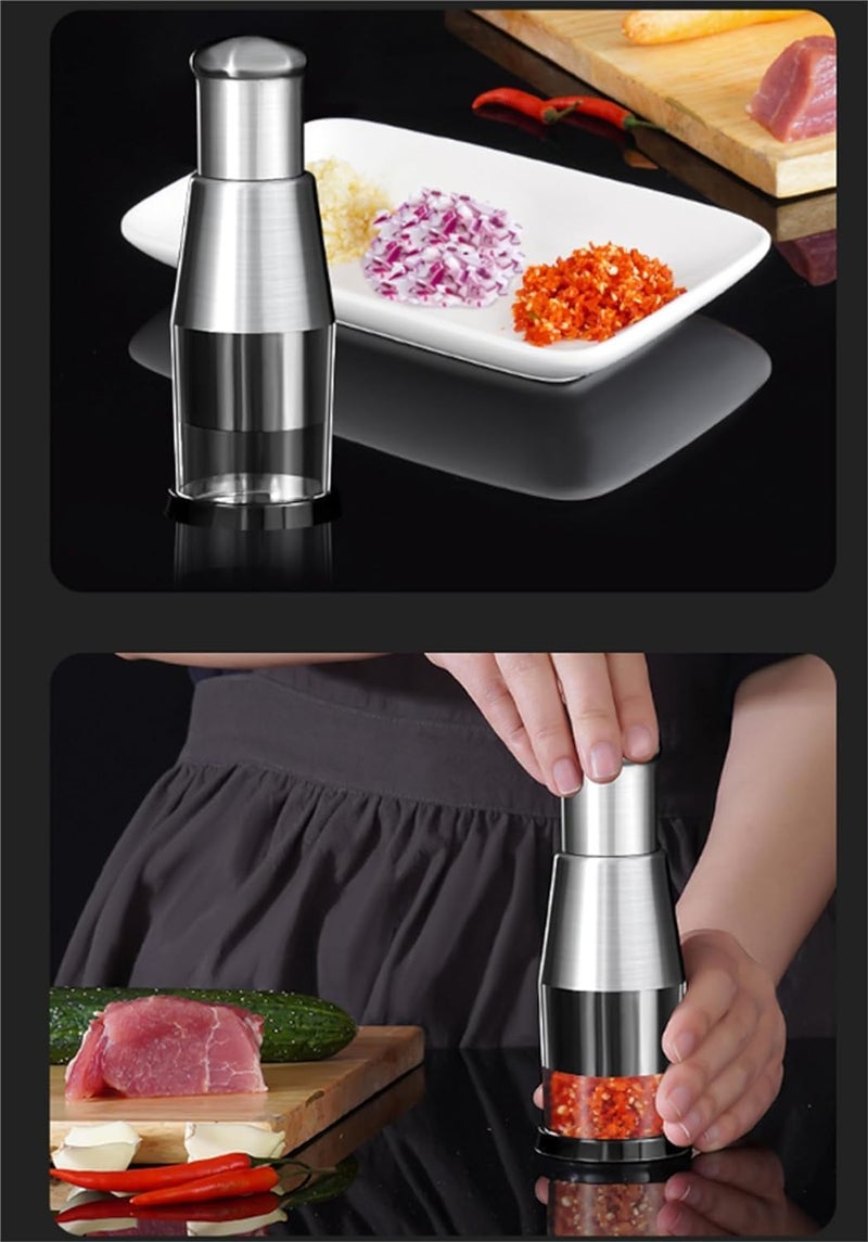 Calyrex Calyrex Pepper Mill Garlic Mini Chopper Onion Chopper Stainless Steel Garlic Press Ginger Onion Chopper Garlic Cutter Herb Chopper Ginger Press for Home Kitchen - Image 2
