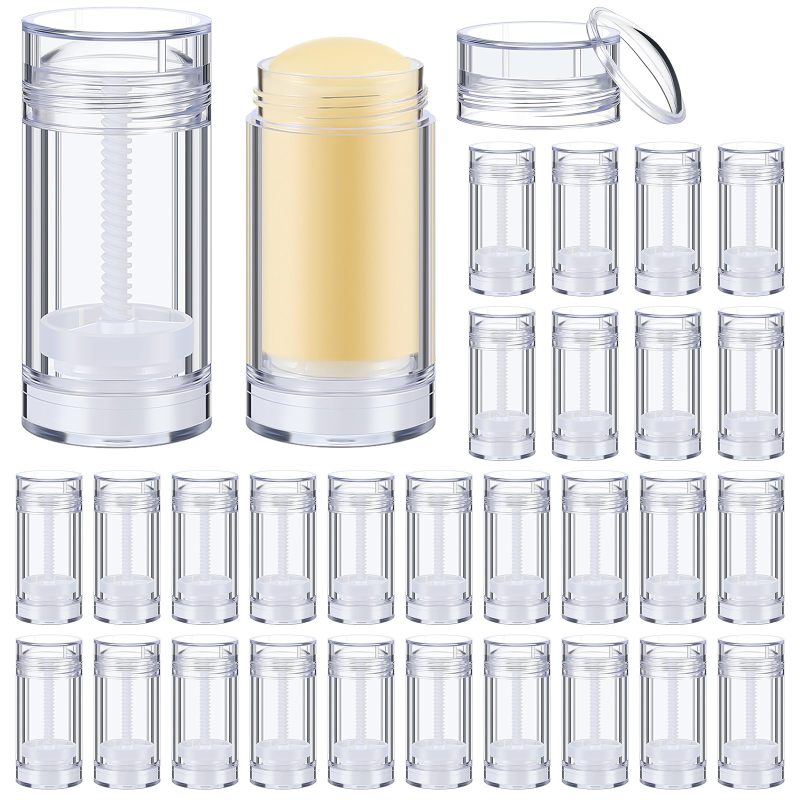 Refillable Deodorant Containers: 30-Piece 15 Ml Transparent Plastic Tubes - Clear Body For Easy Refill Tracking, Rotating Wheel Dispensing For Diy Cosmetics, Travel, On-The-Go Use - Image 1