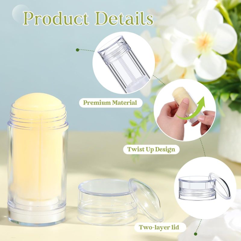 Refillable Deodorant Containers: 30-Piece 15 Ml Transparent Plastic Tubes - Clear Body For Easy Refill Tracking, Rotating Wheel Dispensing For Diy Cosmetics, Travel, On-The-Go Use - Image 3