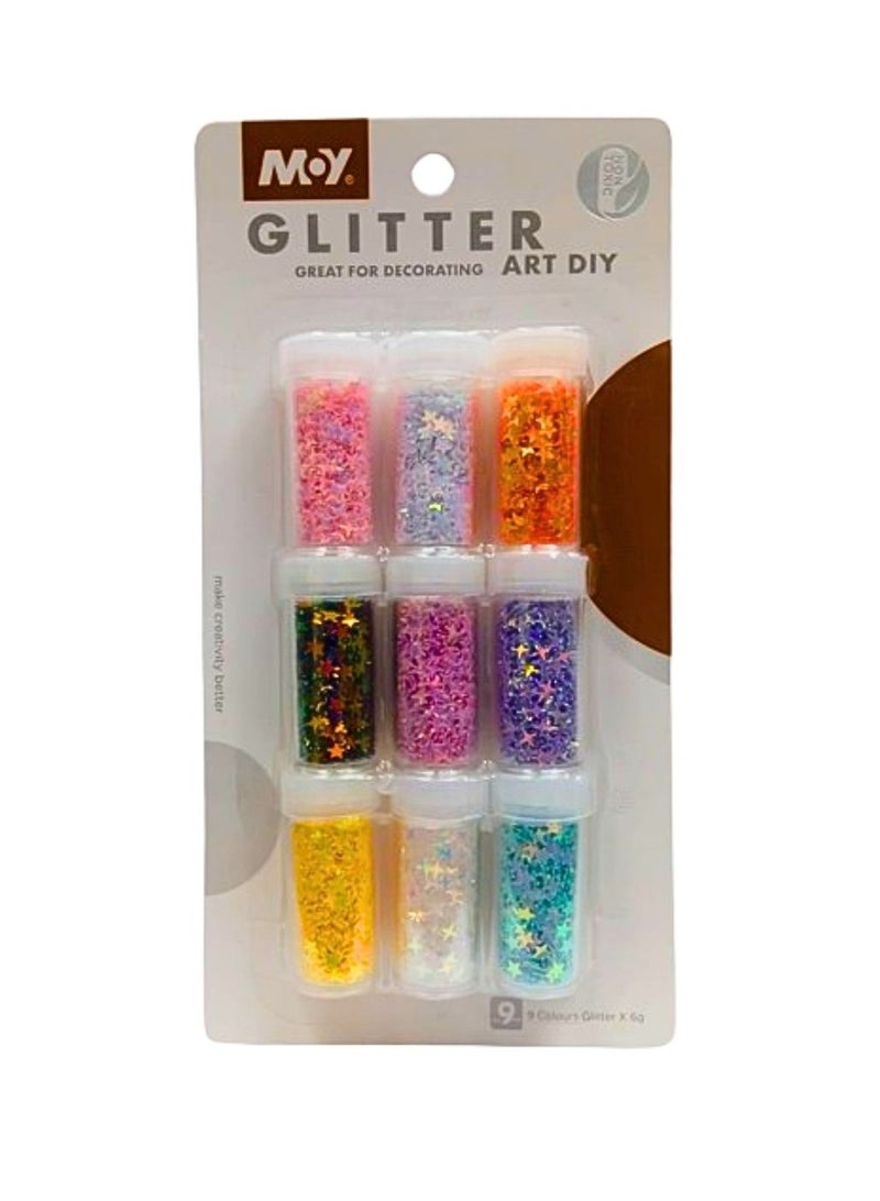 Moy Glitter Kit (9 Color Glitter) For Decorating Art Diy - Multi Color - Image 1