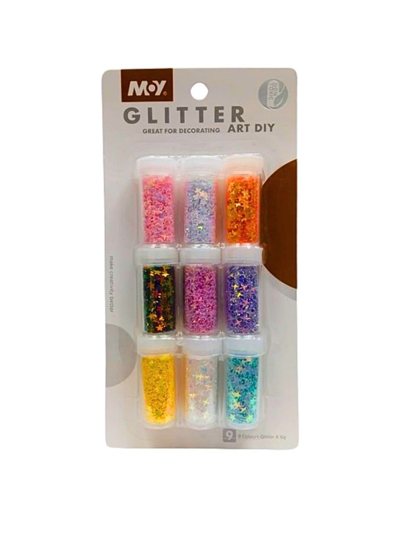 Moy Glitter Kit (9 Color Glitter) For Decorating Art Diy - Multi Color - Image 2