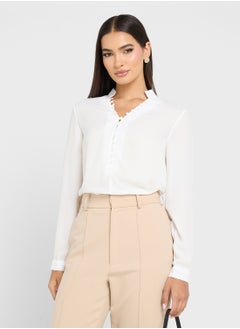 ELLA Button Detail Neck Top  - Image 1