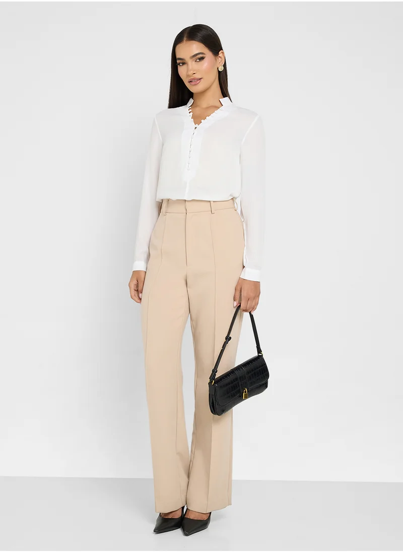 ELLA Button Detail Neck Top