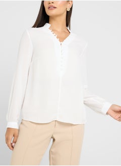 ELLA Button Detail Neck Top  - Image 3