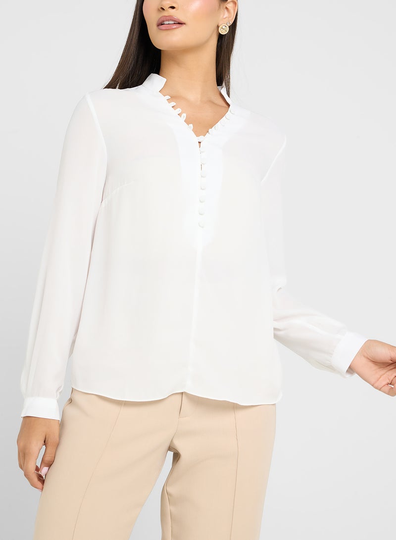 ELLA Button Detail Neck Top - Image 3