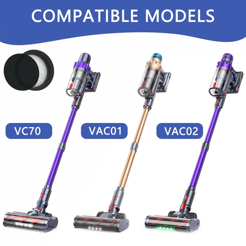 Slirceods Vacuum Cleaner Filter Replacement Compatible with SMOTURE VAC01/VAC02/VC70 Cordless Vacuum Cleaner&ozeeco EC01 Vacuum Cleaner Filter-4Pack - Image 2