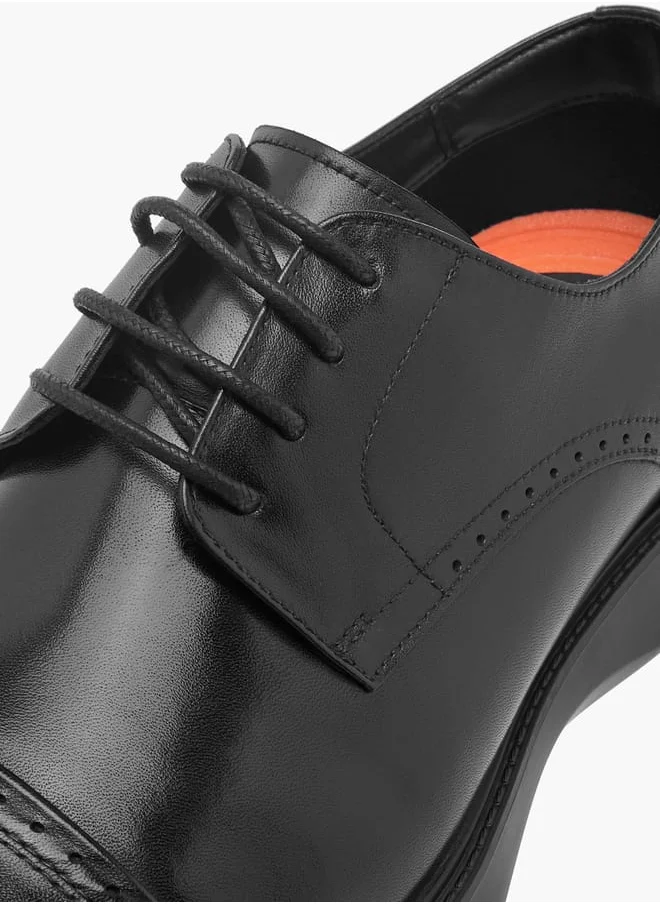 لو كونفورت Men Perforated Derby Shoes with Lace-Up Closure