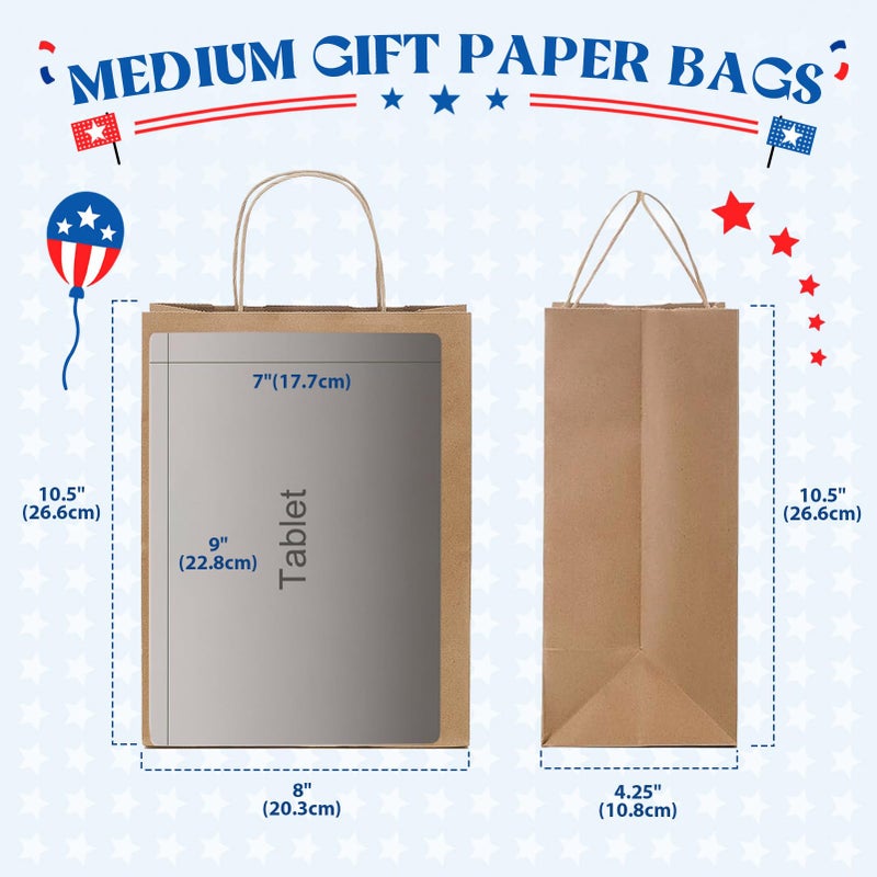 Mesha Brown Paper Bags 8X4.25X10.5 Inch 20Pcs  Paper Bags With Handles  Sturdy Brown Gift Bags For Retail  Birthday Party Favors  Shopping  Small Business (Made In Usa) - Image 2