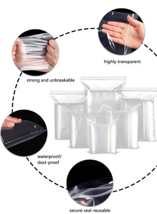 Clear Plastic Reclosable Zip Bags 14x18.5cm (200 count), Poly Baggies with Resealable Zip Top Lock for Small Business Storage, Packaging & Shipping - view 4