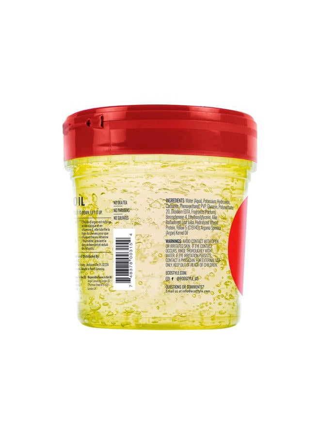 Eco Style جل تصفيف زيت الأركان المغربي - يعزز صحة الشعر - يغذي ويصلح - يوفر لمعاناً يدوم طويلاً - يوفر تثبيتاً أقصى ويساعد في التحكم في التجاعيد - مثالي لجميع أنواع الشعر - 8 أوقية - Image 2