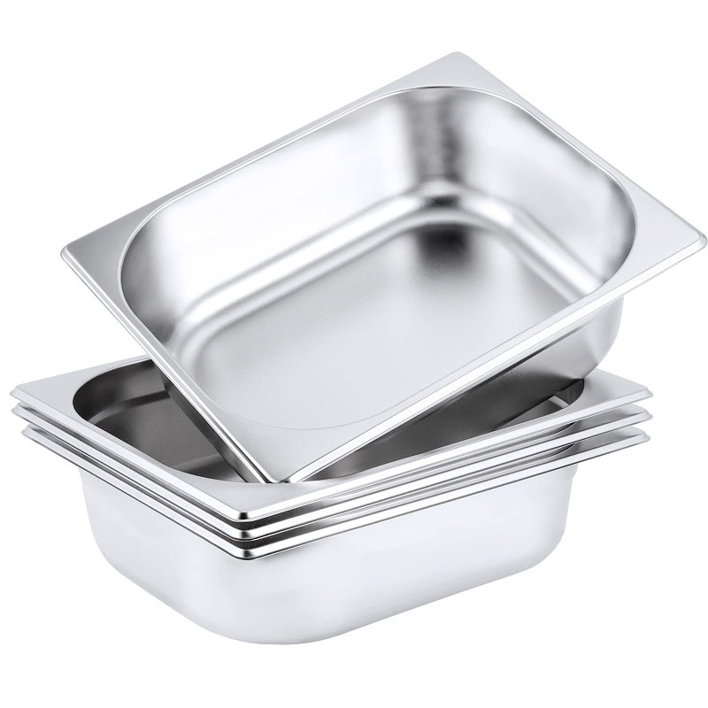 KOHAND KOHAND 4 Pack Steam Table Pans AntiJam Stainless Steel 212 Inch Deep