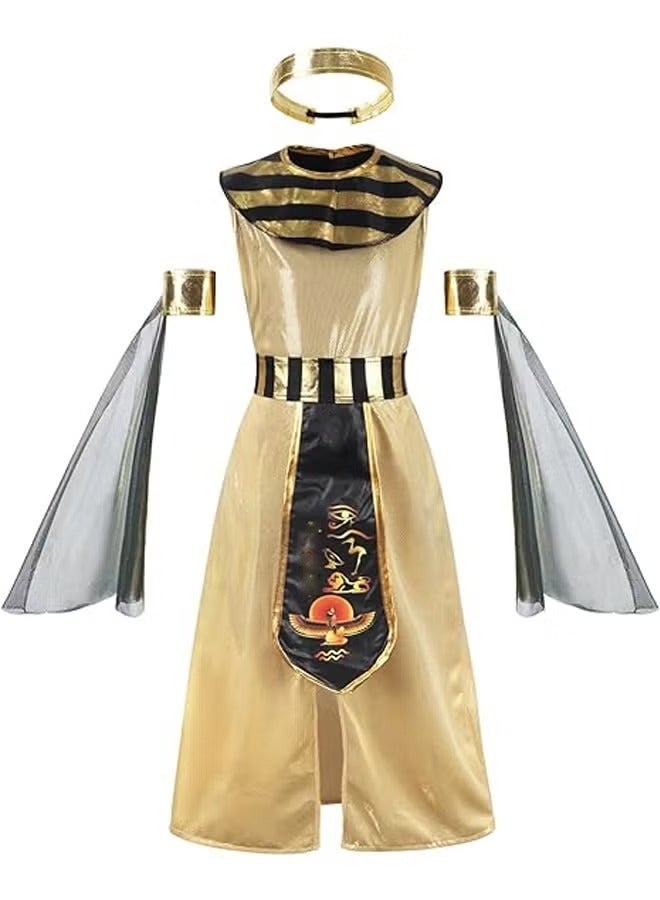 هالامودو زي مصري للأطفال البنات كليوباترا فرعون اللباس حتى هالوين دور لعب الملابس مع إكسسوارات لهالوين - Image 1