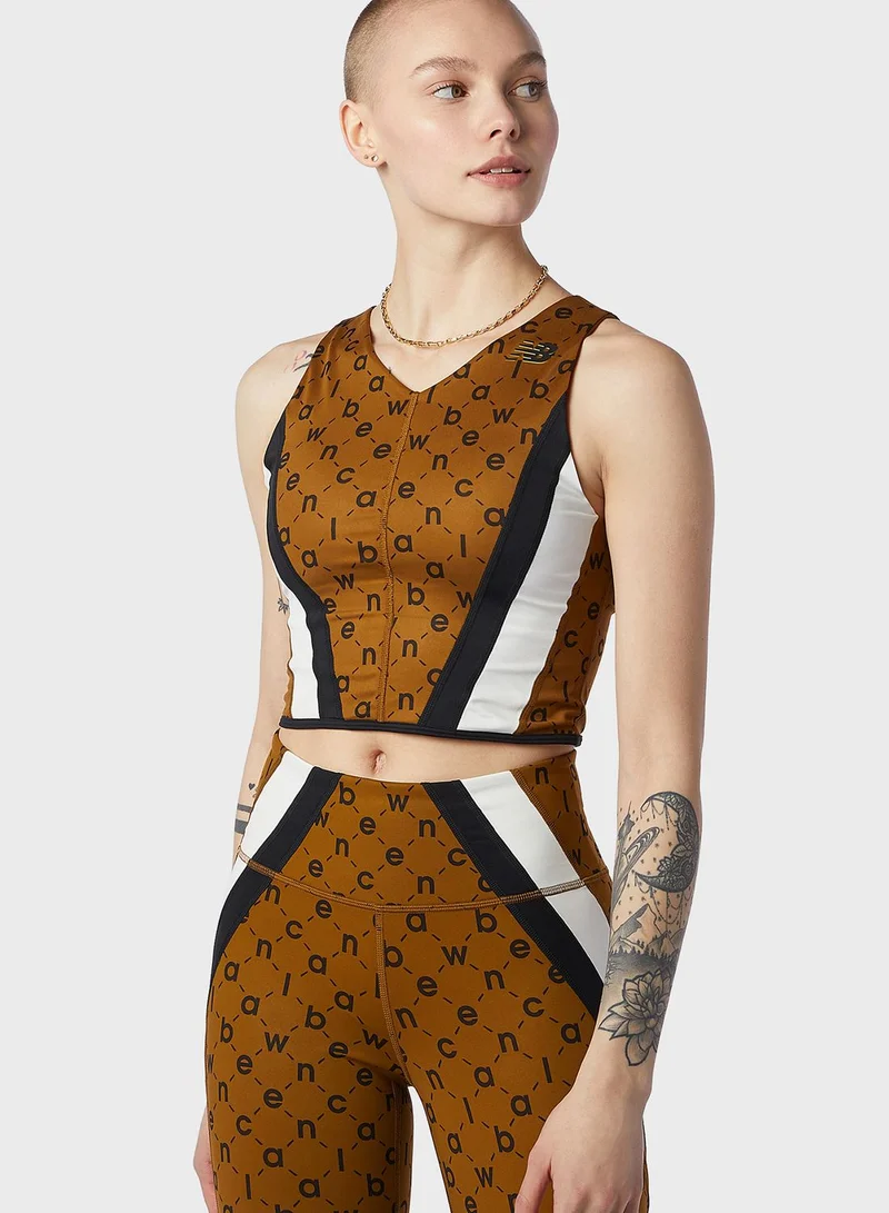 New Balance Transform Sleek Printed Cropped Top