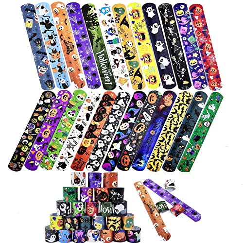 Dminya Halloween Slap Bracelets for Kids Halloween Slap Bracelets Bulk Snap Bracelet Party Supplies Favors Classroom Prizes Exchanging Gifts 24 - Image 1