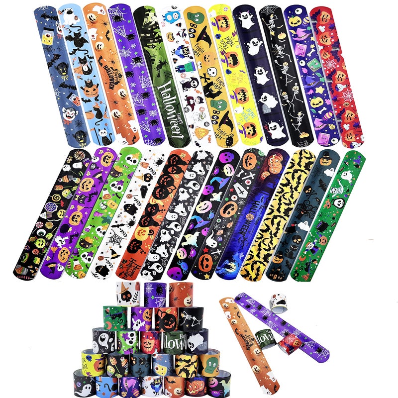 Dminya Halloween Slap Bracelets for Kids Halloween Slap Bracelets Bulk Snap Bracelet Party Supplies Favors Classroom Prizes Exchanging Gifts 24 - Image 2