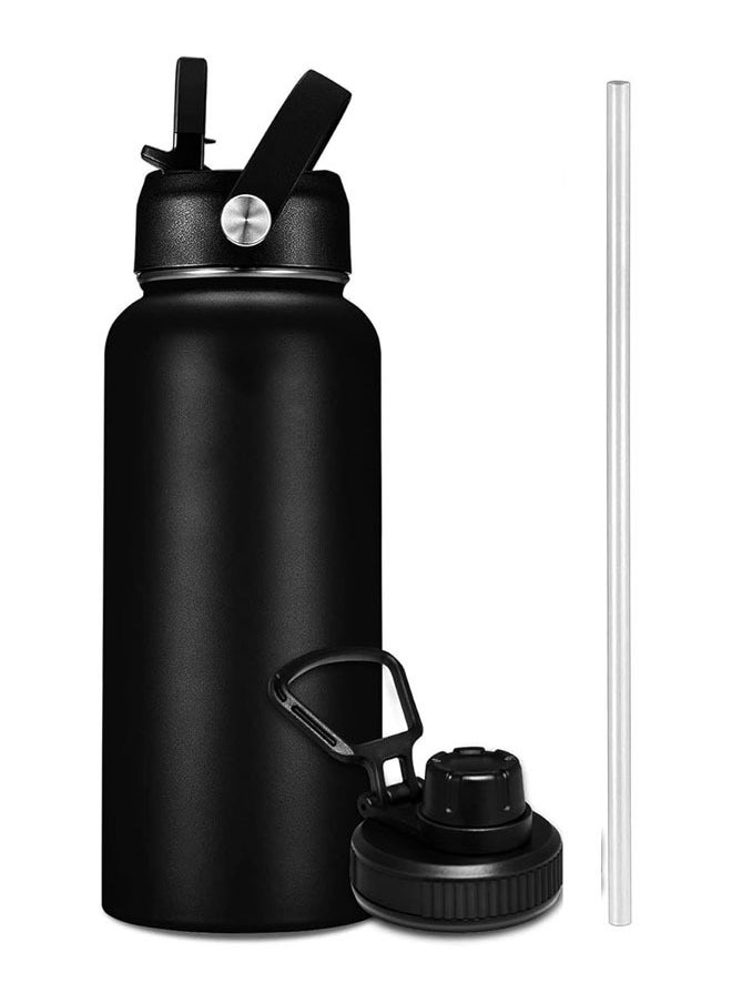 Arabest - Vacuum Insulated Stainless Steel Water Bottle with Straw & Spout Lids, Double Wall Sweat-Proof BPA Free to Keep Beverages Cold for 24Hrs or Hot for 12Hrs (black) - Image 1
