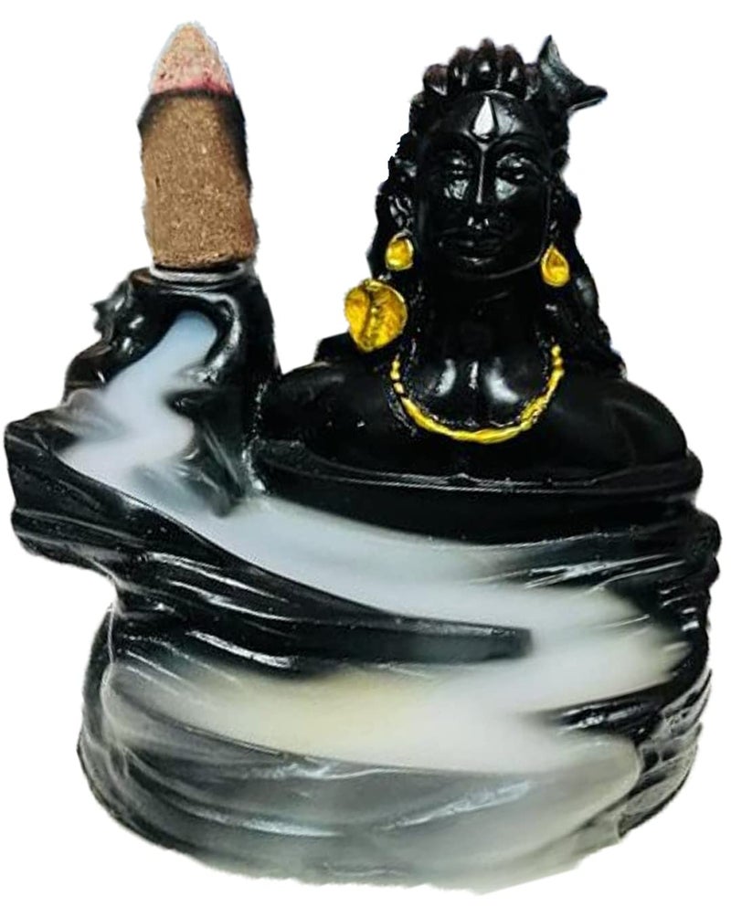 HC VILLA Adiyogi Shiva Smoke Backflow | Mahadev Shankara Idol Incense Fountain with 10 Free Cones | Spiritual Showpiece for Temple Pooja, Living Room, Home & Office Décor | Meditation & Gift (Black) - Image 3