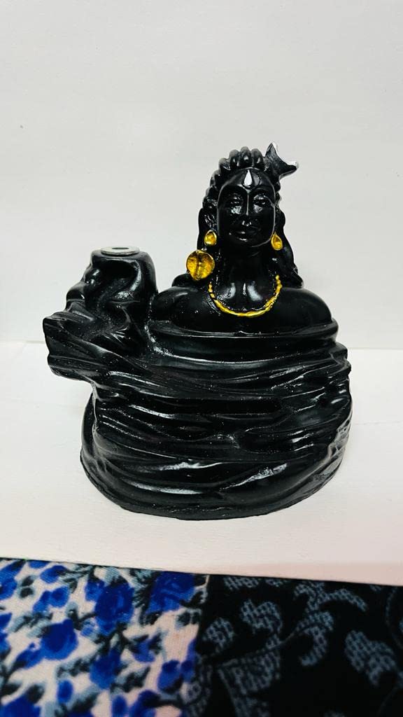 HC VILLA Adiyogi Shiva Smoke Backflow | Mahadev Shankara Idol Incense Fountain with 10 Free Cones | Spiritual Showpiece for Temple Pooja, Living Room, Home & Office Décor | Meditation & Gift (Black) - Image 2