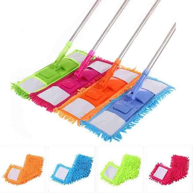 KLEENOX Wet and Dry Cleaning Flat Microfiber Floor Cleaning Mop with Steel Rod Long Handle Dry Mop Microfiber Mops for Floor Cleaning with Hight Adjustable Handle and 1 Washable Mops Pads Multi - Image 1