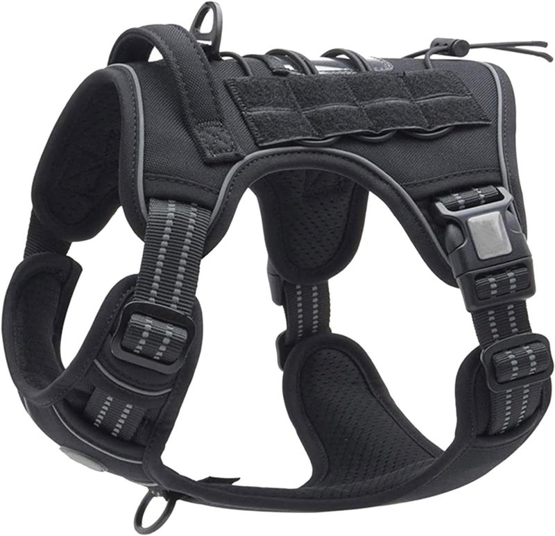Heavy Duty Dog Harness Reflective Adjustable Vest For Training Walking Swimming Hiking Black Medium - Image 1