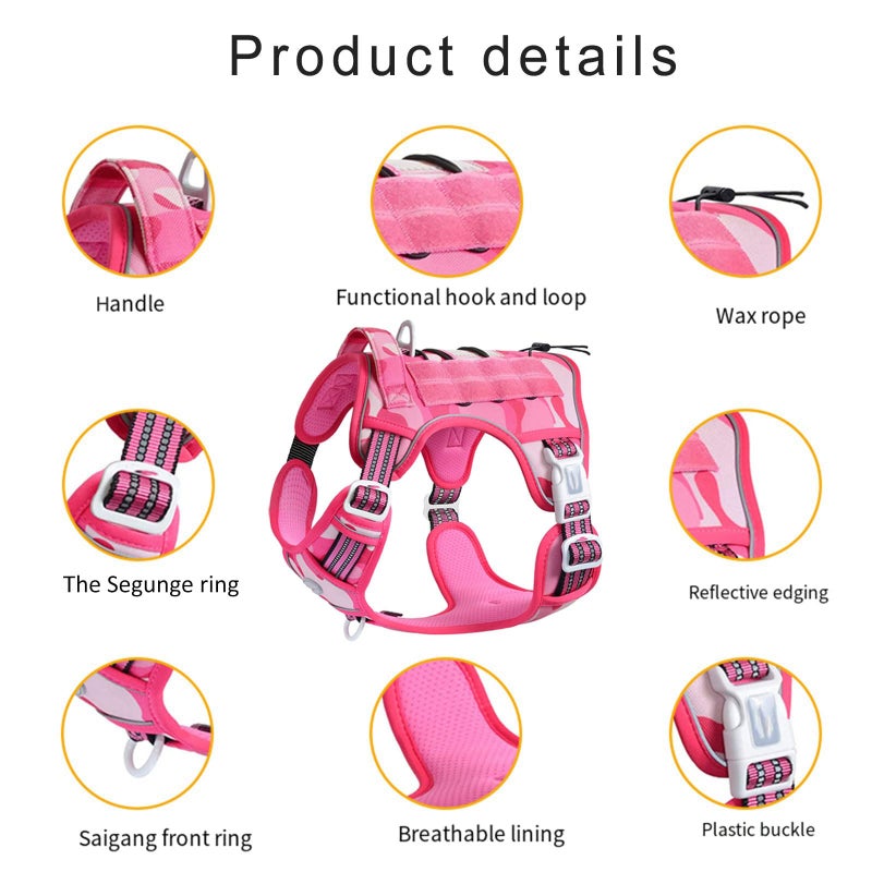 Heavy Duty Dog Harness Reflective Adjustable Vest For Training Walking Swimming Hiking Black Medium - Image 5