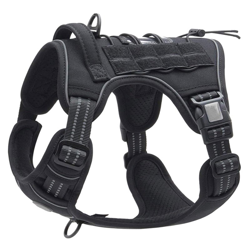 Heavy Duty Dog Harness Reflective Adjustable Vest For Training Walking Swimming Hiking Black Medium - Image 2