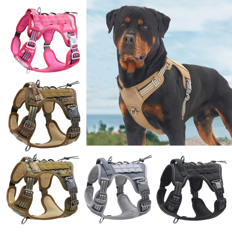 Heavy Duty Dog Harness Reflective Adjustable Vest For Training Walking Swimming Hiking Black Medium - Image 3