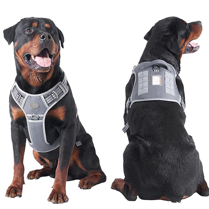 Heavy Duty Dog Harness Reflective Adjustable Vest For Training Walking Swimming Hiking Black Medium - Image 4