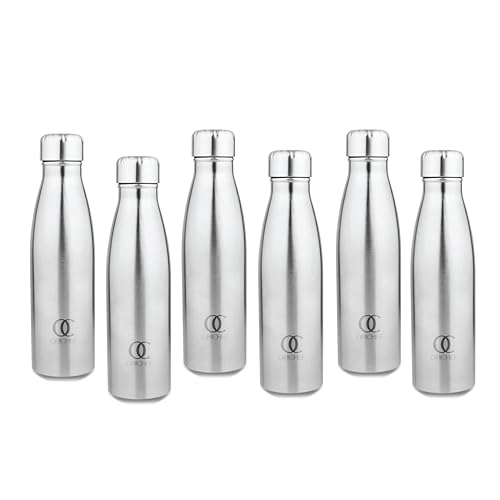 Omichef Ozone Stainless Steel 1000ML Single Walled & Fridge Water Bottle Ideal For Yoga/Gym/Sports/Home/Office And BPA Free & Leak-Proof (Pack of 6) - Image 1