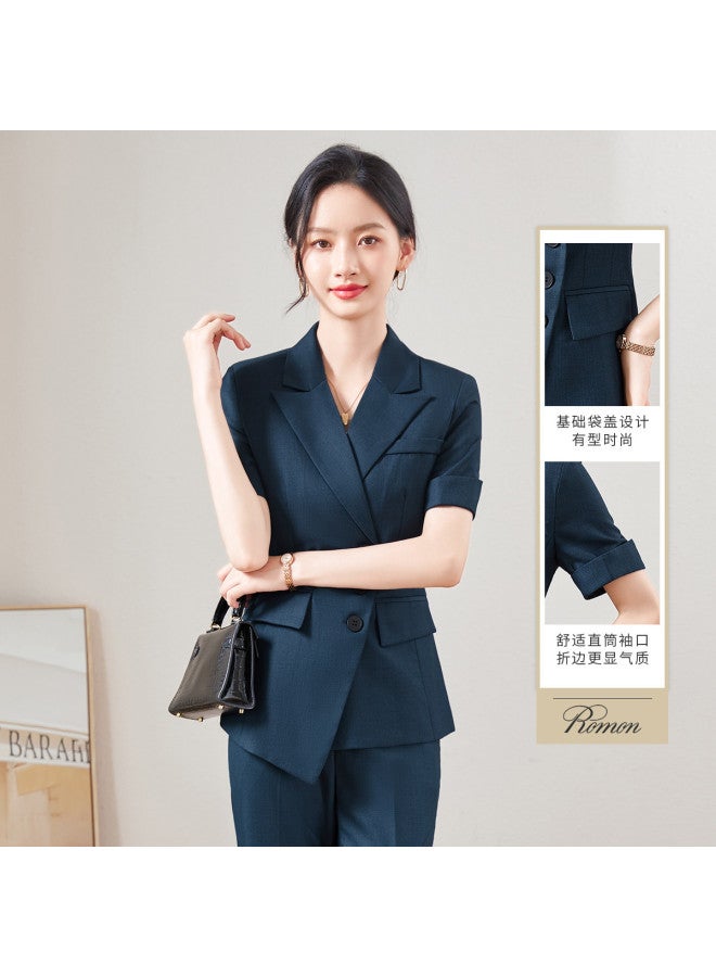 ROMON طقم بدلة نسائي مكون من قطعتين للأعمال والتنقل اليومي، طقم بدلة أنيق بسيط - Image 4