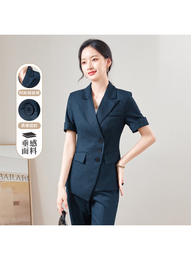 ROMON طقم بدلة نسائي مكون من قطعتين للأعمال والتنقل اليومي، طقم بدلة أنيق بسيط - Image 2