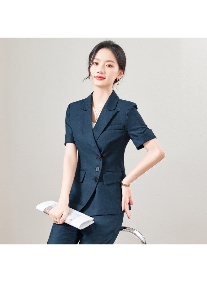 ROMON طقم بدلة نسائي مكون من قطعتين للأعمال والتنقل اليومي، طقم بدلة أنيق بسيط - Image 3