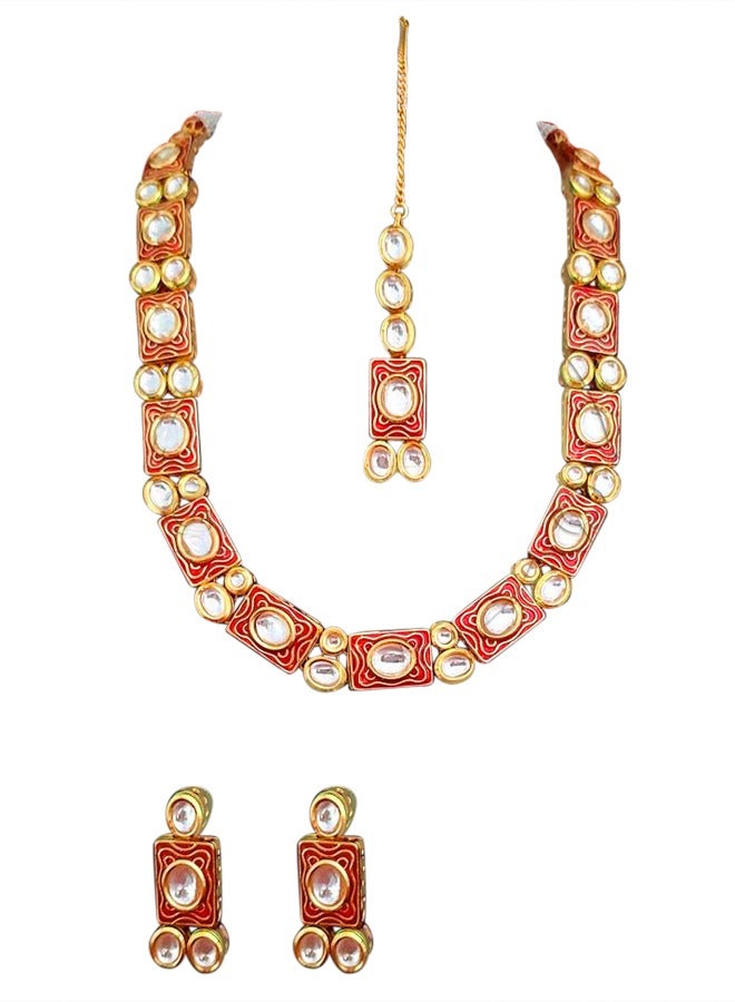 Glamsouq Beautiful Stylish Kundan Designer Party wear Necklace Set