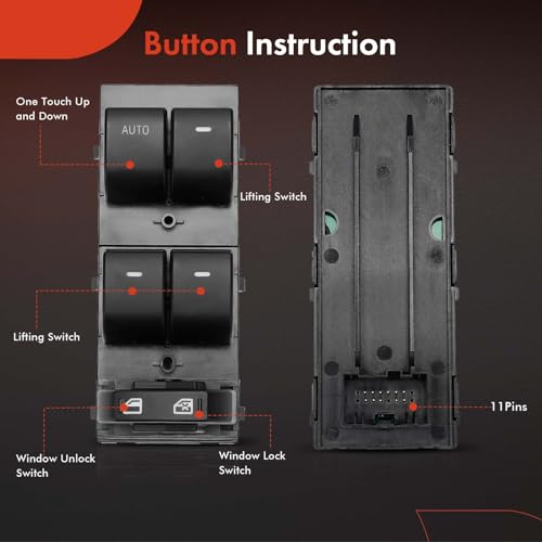 A-Premium Front Driver Side Master Power Window Switch Compatible with Ford Taurus 2010-2012, Flex 2009-2019, Replace# 8A8Z14529AA, AA8Z14529AA - Image 4
