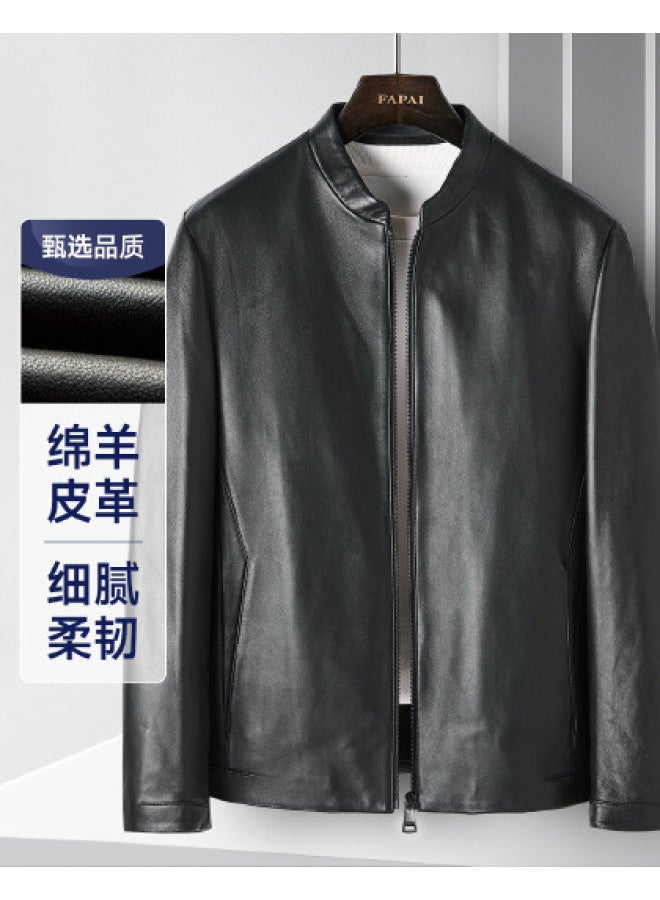 Fapai Autumn Business Casual Stand Collar Leather Jacket Men's Leather Jacket - Image 1
